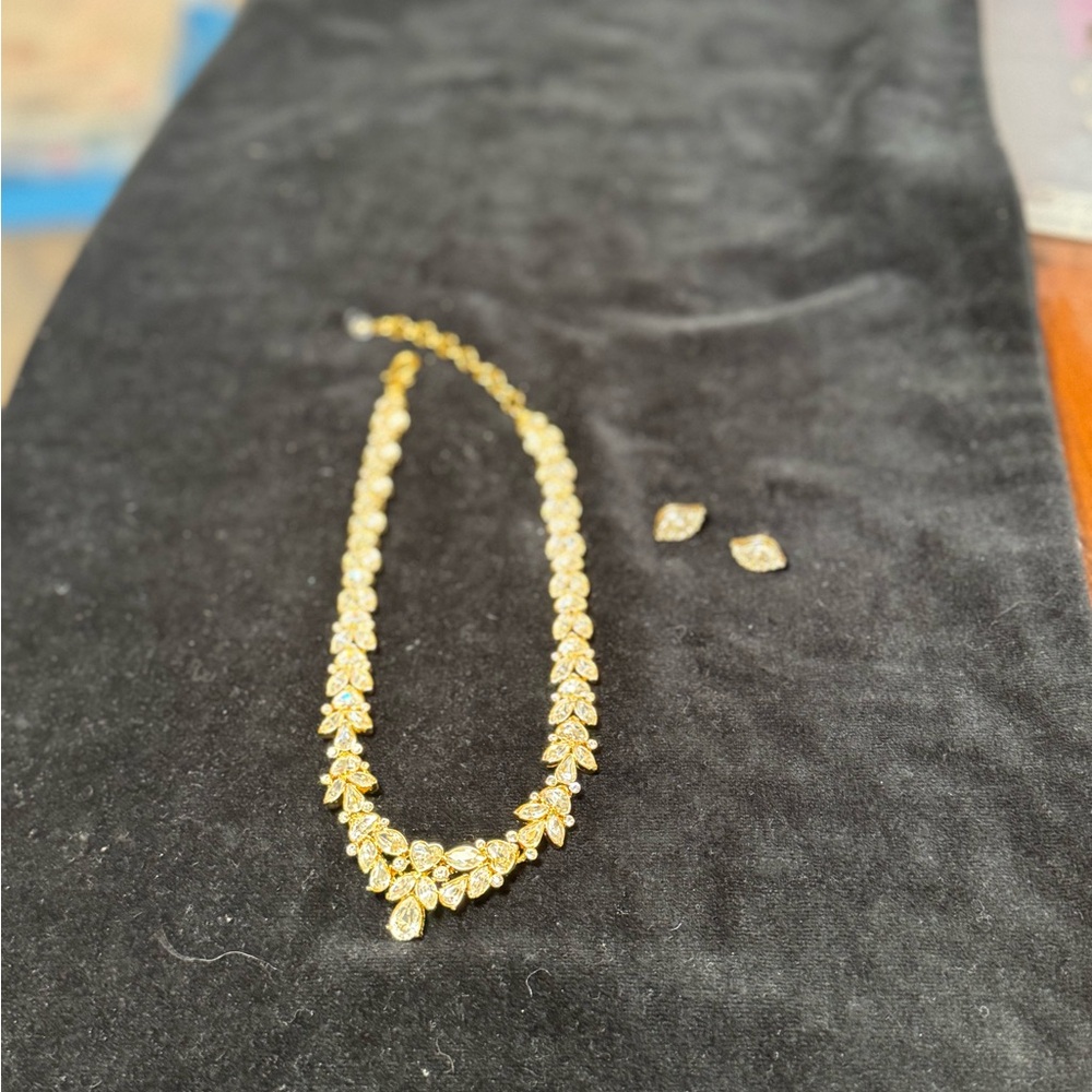 Elegant Gold and Silver Necklace with Earrings